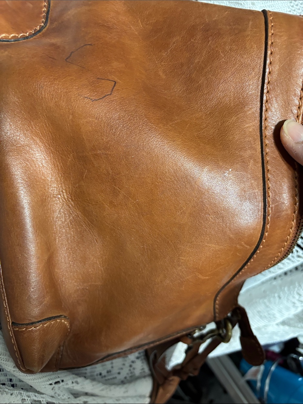 Leather Crossbody Bag - Brown - Picture 5 of 11